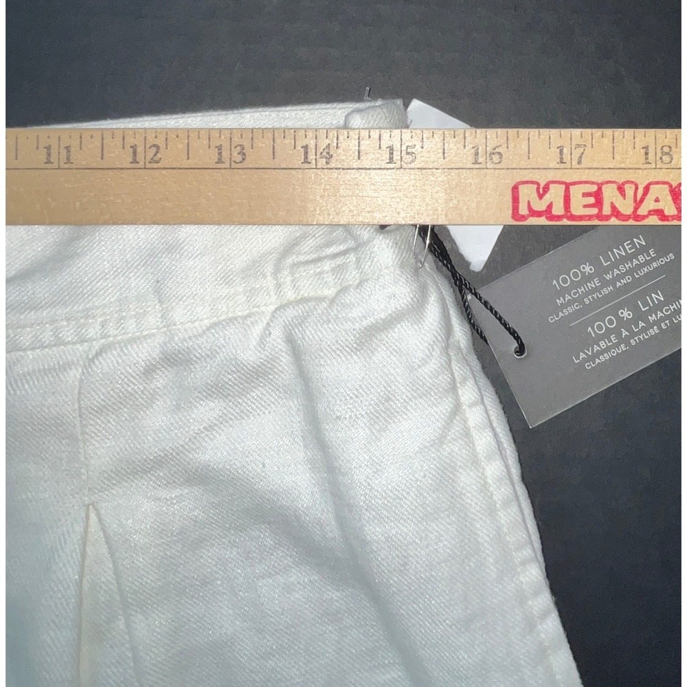 NWT Halston 100% Linen Wide Leg Pants Size 8 White Pleated Trousers Dynasty - Picture 6 of 9